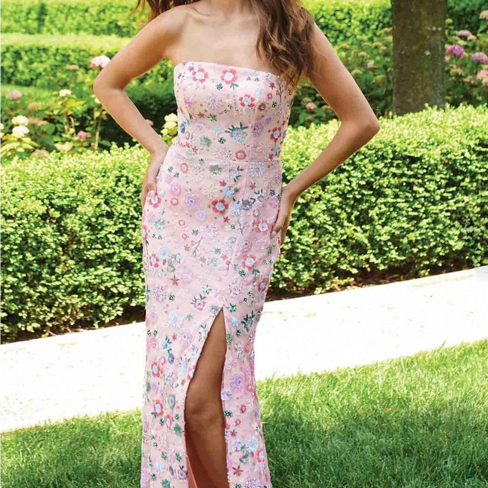 Faviana Strapless Beaded Dress